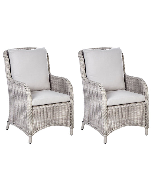 Set of 2 Garden Armchairs CASCAIS PE Rattan Beige