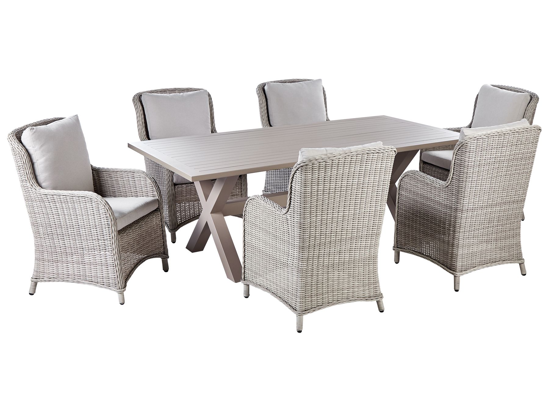 Garden Dining Set 6 Seater CASCAIS with Cushions PE Rattan Beige