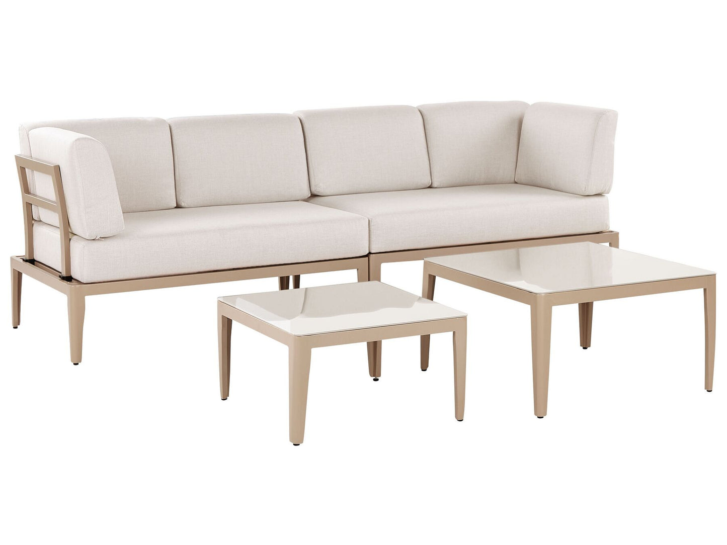 Garden Corner Sofa with Table 6 Seater RIMA III Left Hand Modular Metal Light Beige