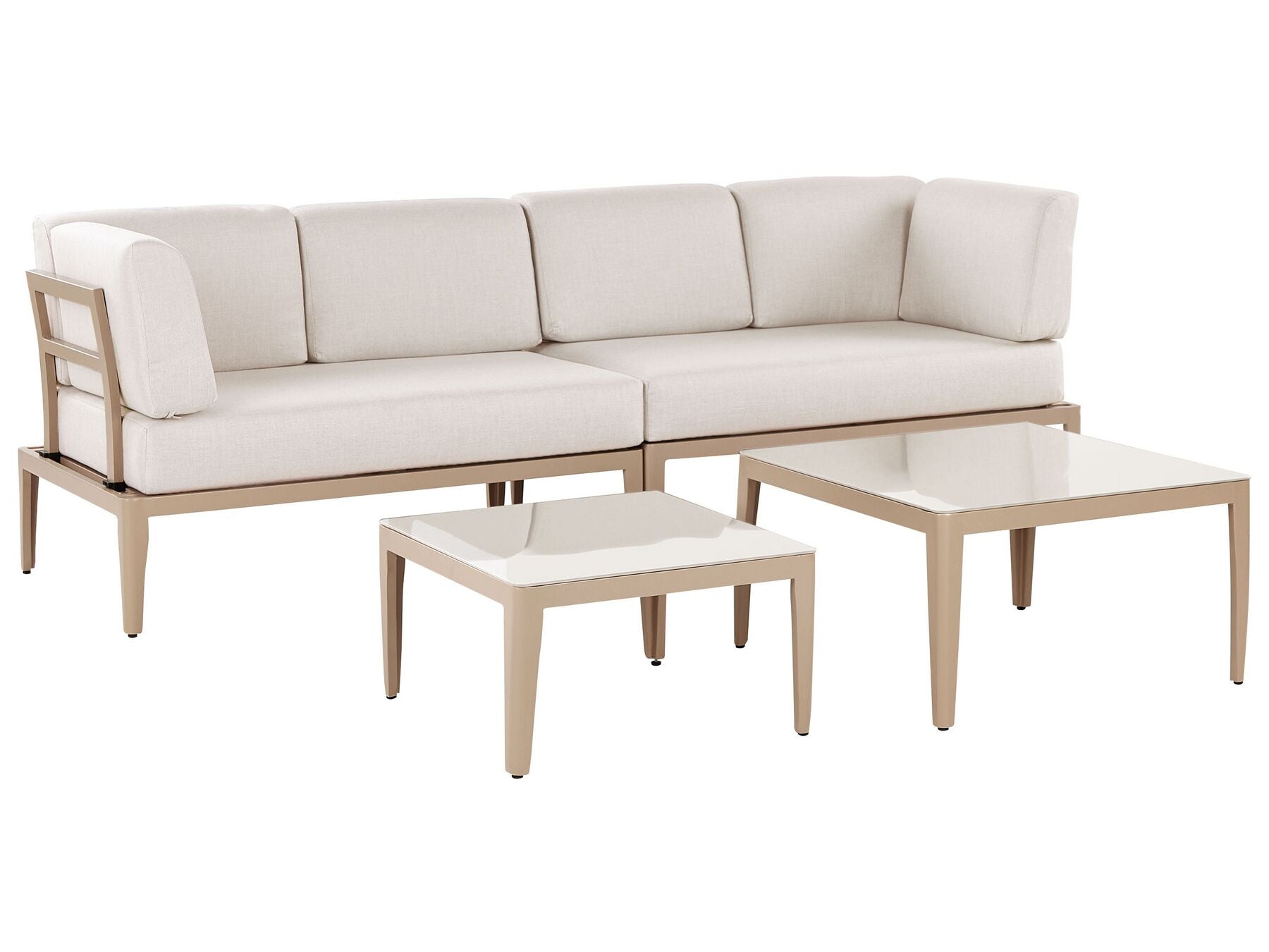 Garden Corner Sofa with Table 6 Seater RIMA III Left Hand Modular Metal Light Beige