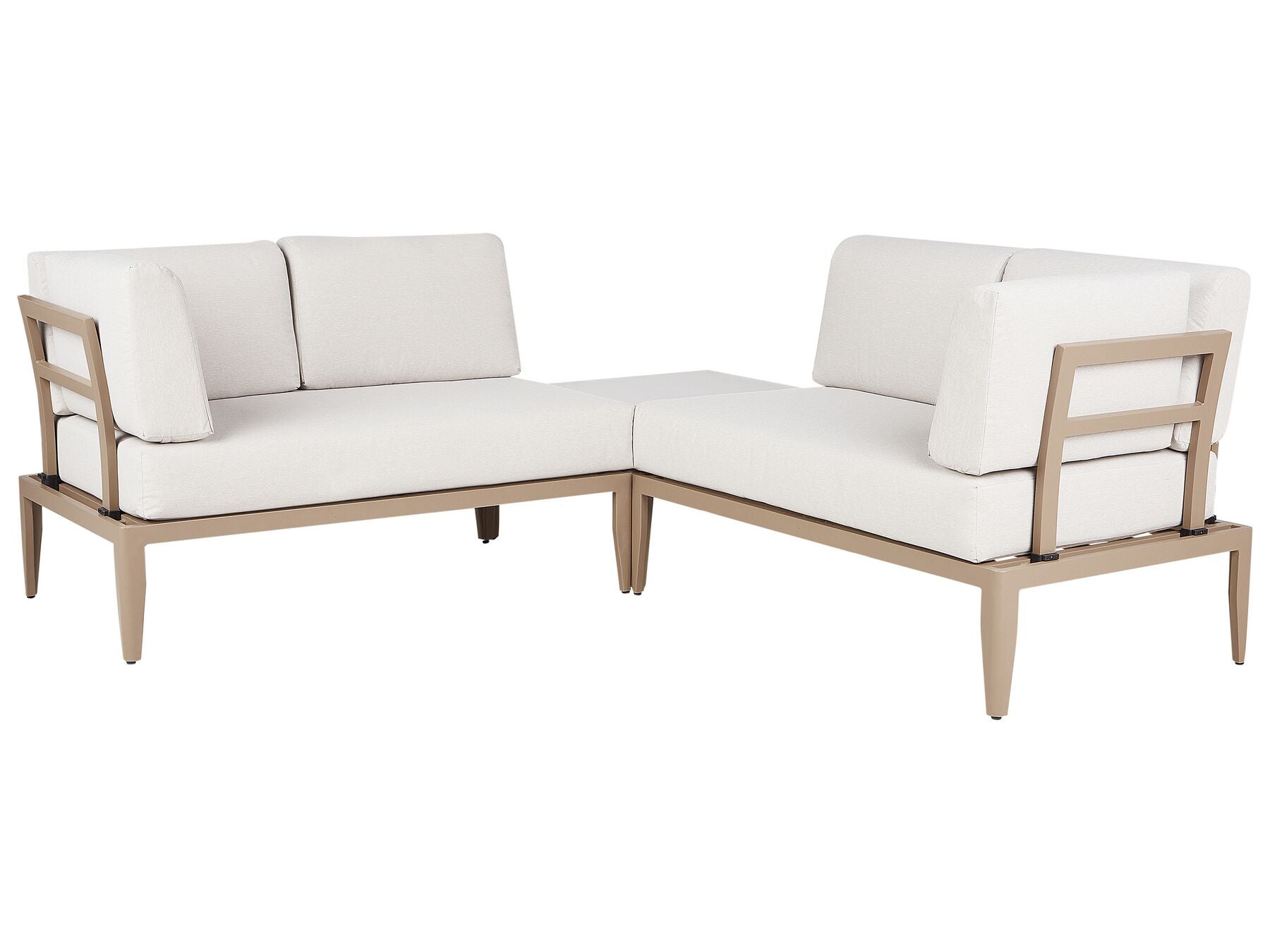 Garden Corner Sofa with Table 6 Seater RIMA III Left Hand Modular Metal Light Beige