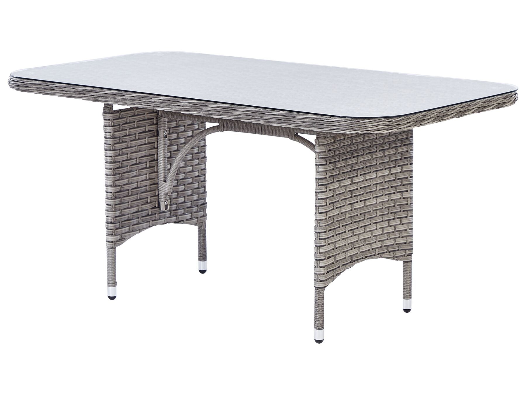 Garden Lounge Set with Table and Ottoman 9 Seater LACONA Right Hand PE Rattan Light Grey