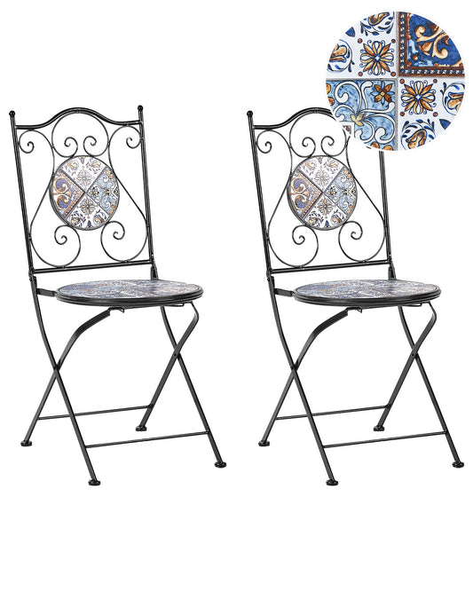 Set of 2 Garden Chairs CIVITA Metal Black