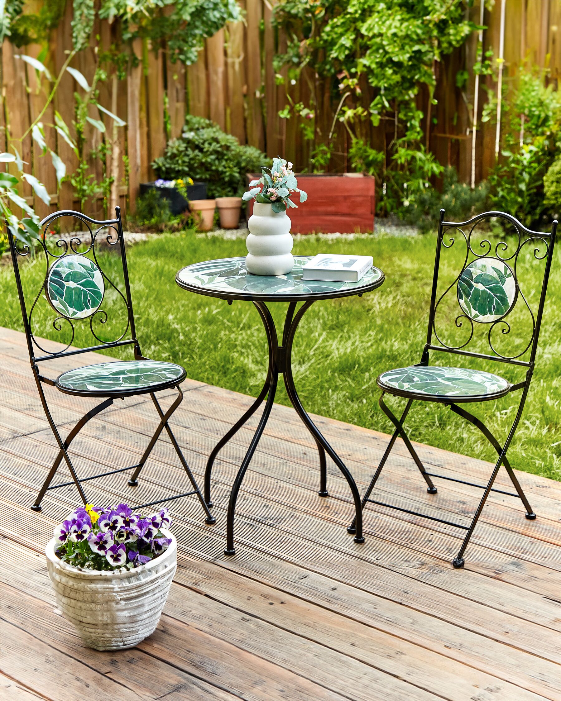 Set of 2 Garden Chairs COZZANA Metal Black