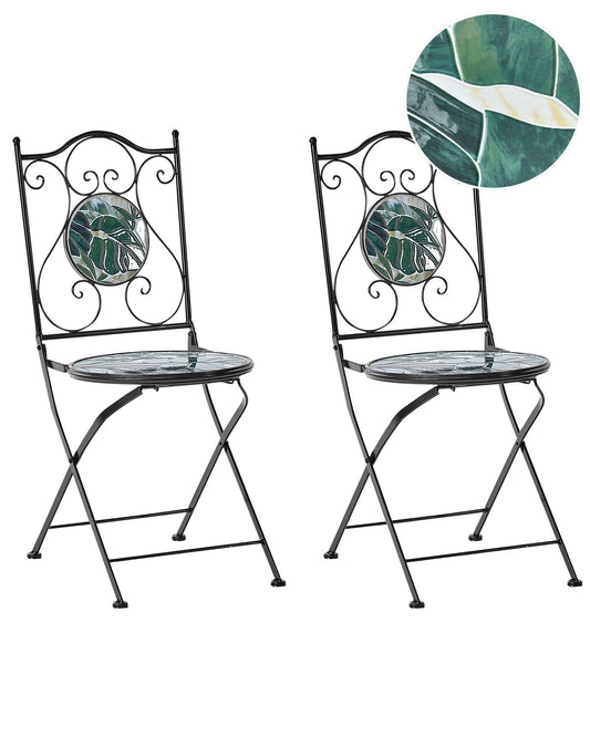Set of 2 Garden Chairs COZZANA Metal Black