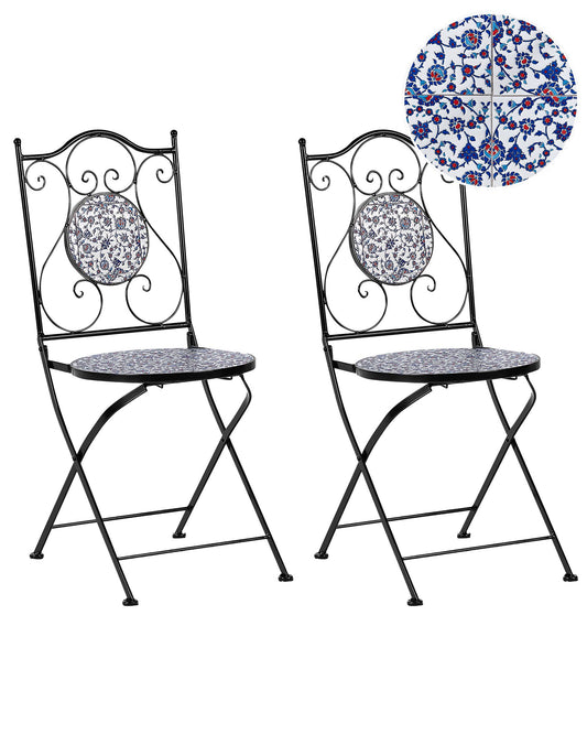 Set of 2 Garden Chairs CAMPRENA Metal Black