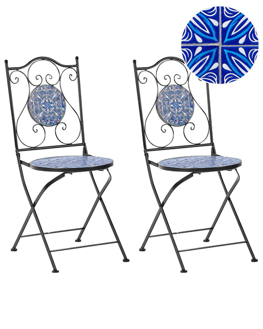Set of 2 Garden Chairs CIGLIANO Metal Black