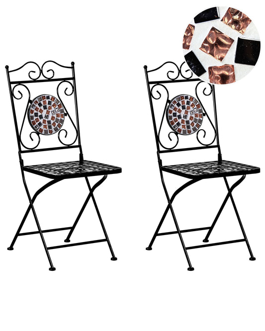 Set of 2 Garden Chairs CARPINO Metal Black