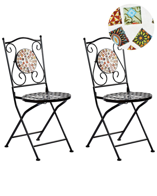 Set of 2 Garden Chairs CASARIO Metal Black
