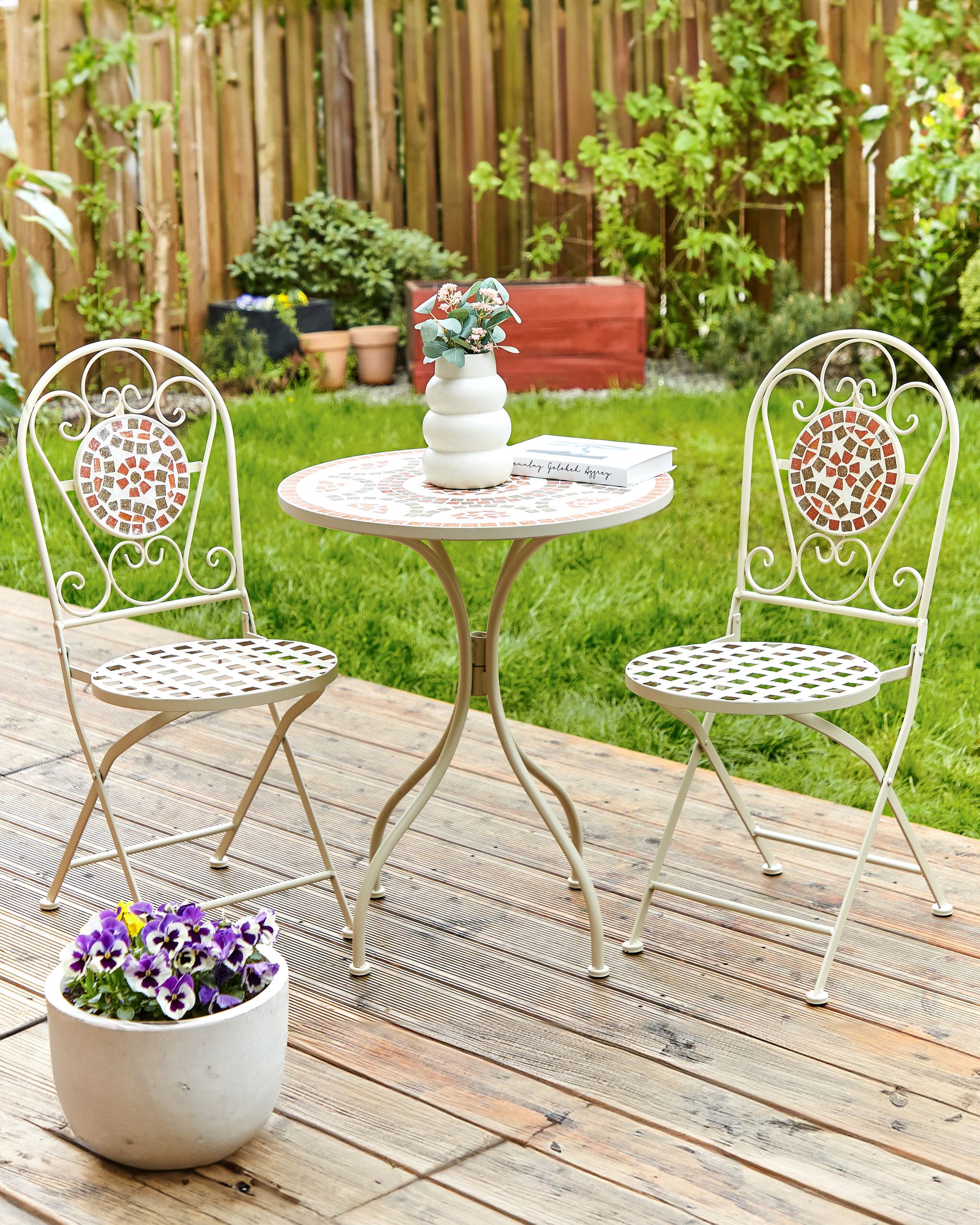 Set of 2 Garden Chairs SPELLO Metal White
