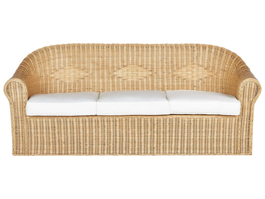Garden Sofa 3 Seater LIVADEIA Rattan Natural