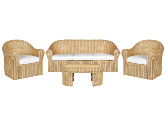 Garden Lounge Set with Table 5 Seater Rattan Natural