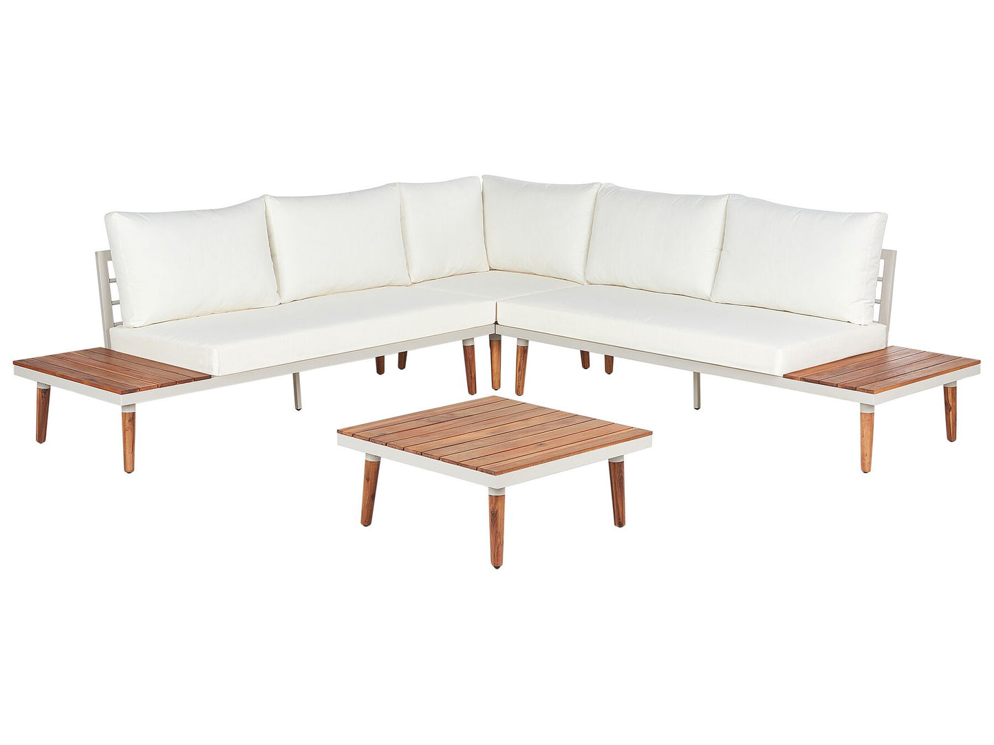 Garden Corner Sofa with Table 5 Seater CORATO Acacia Wood Off-White