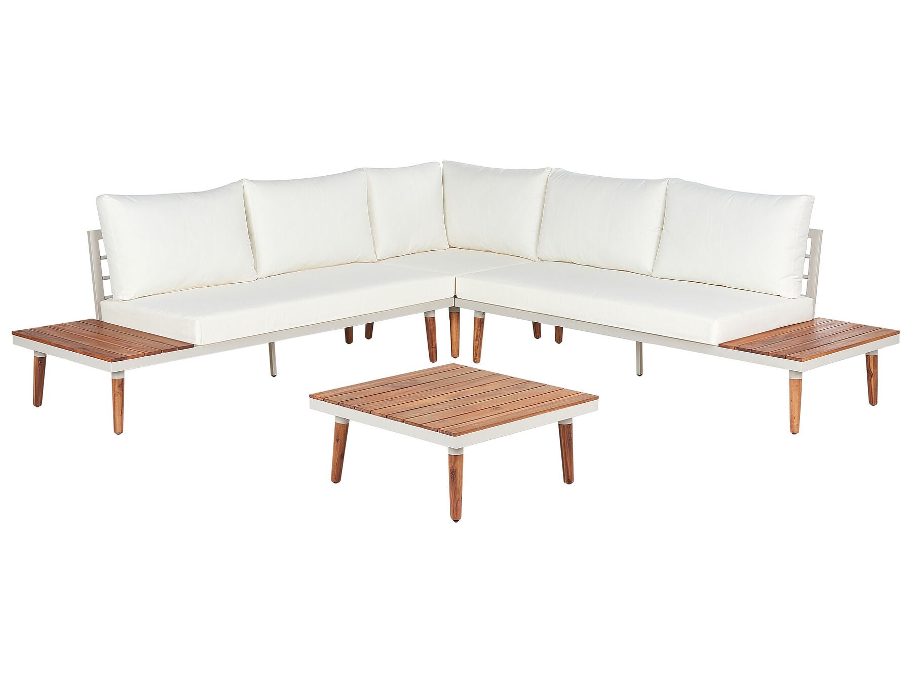 Garden Corner Sofa with Table 5 Seater CORATO Acacia Wood Off-White