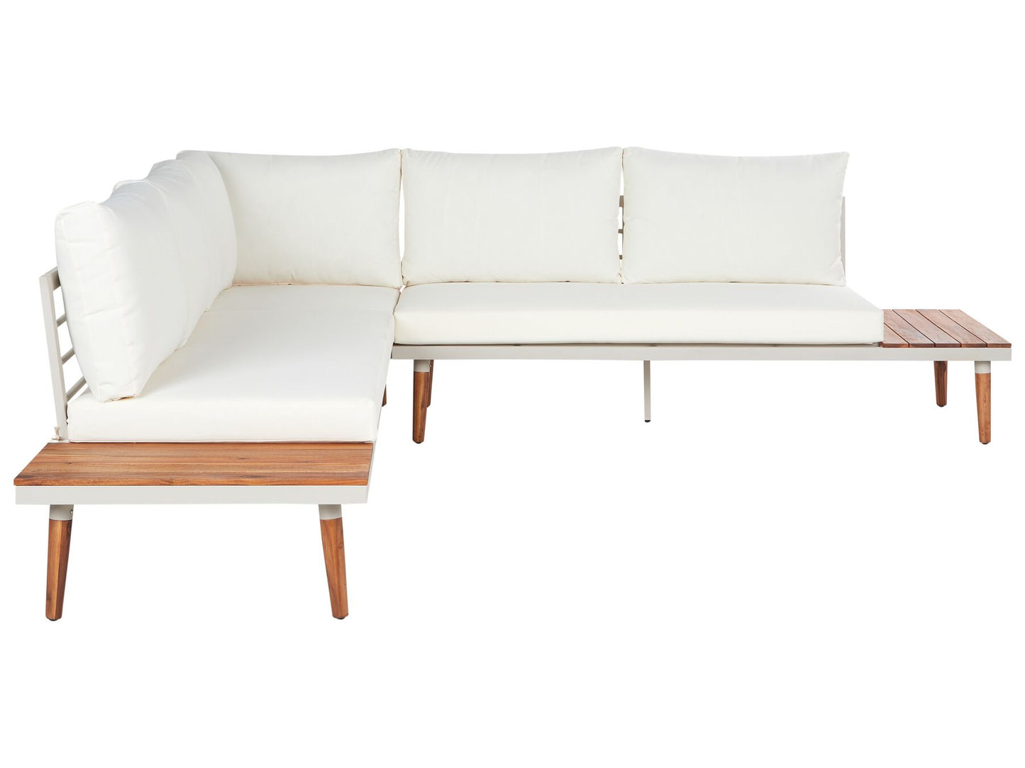 Garden Corner Sofa with Table 5 Seater CORATO Acacia Wood Off-White
