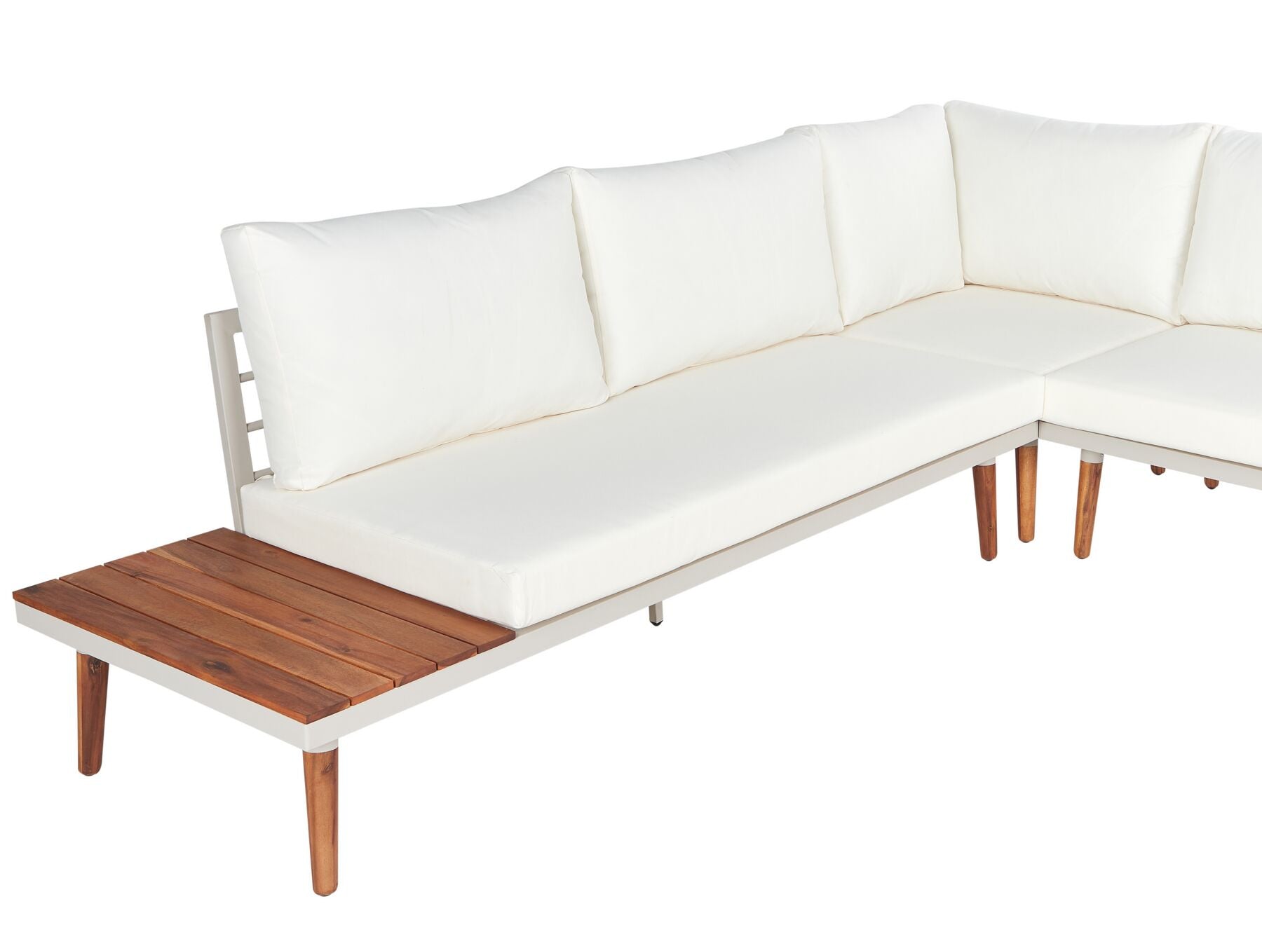 Garden Corner Sofa with Table 5 Seater CORATO Acacia Wood Off-White