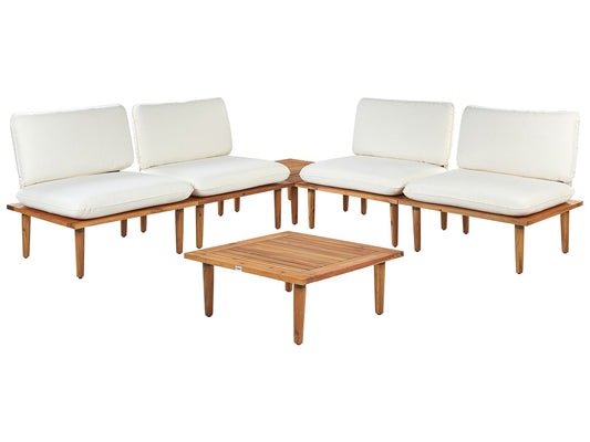 Garden Lounge Set with Table 4 Seater FRASCATI Modular Certified Acacia Wood Off-White