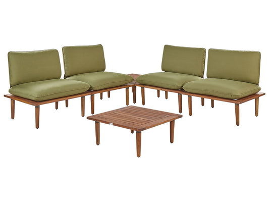Garden Lounge Set with Table 4 Seater FRASCATI Modular Certified Acacia Wood Olive Green