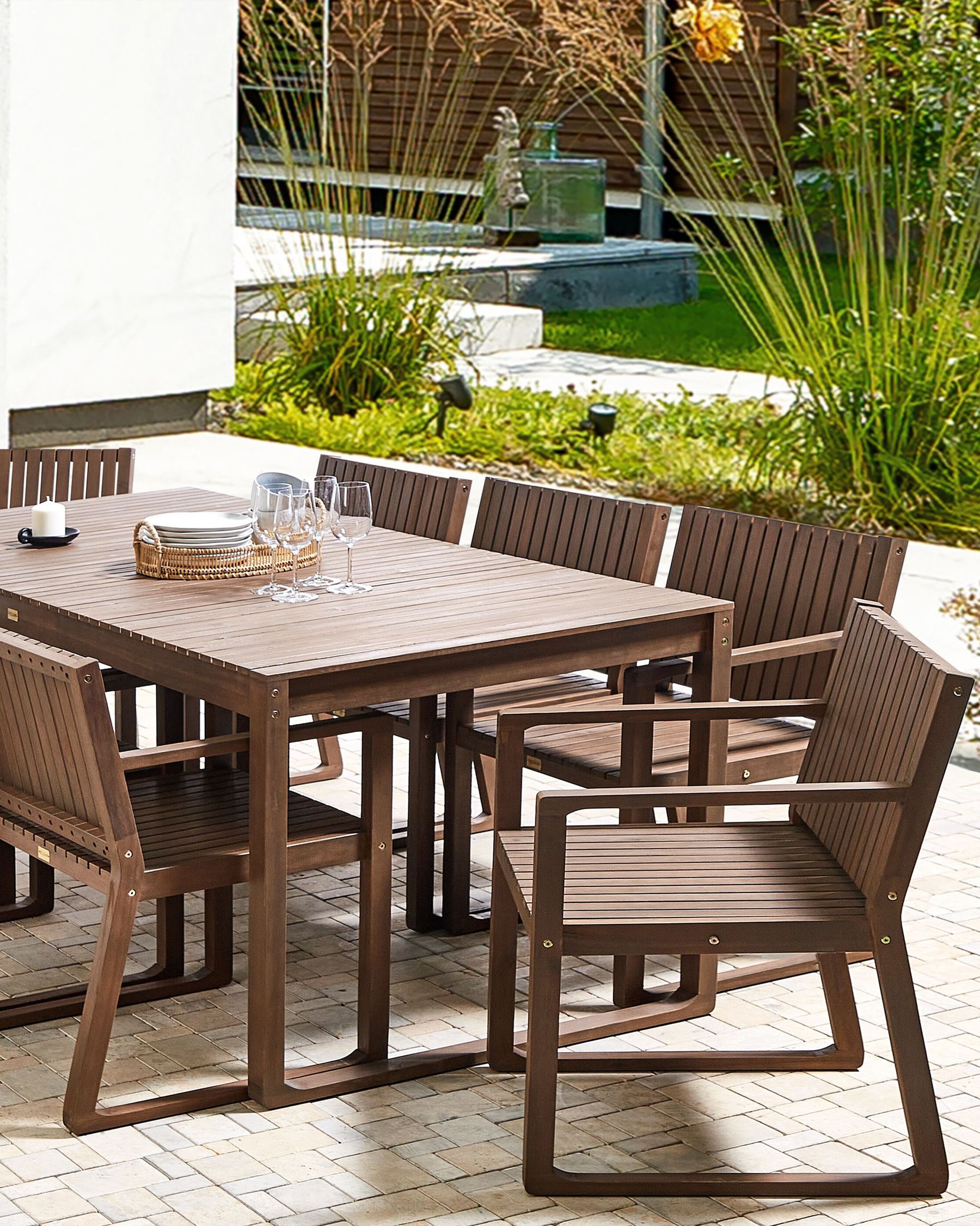 Garden Chair SASSARI Acacia Wood Dark Brown