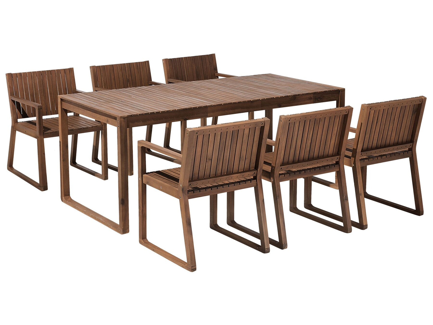 Garden Dining Set 6 Seater SASSARI Acacia Wood Dark Brown