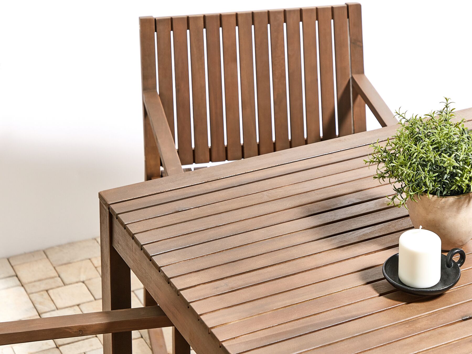 Garden Dining Set 6 Seater SASSARI Acacia Wood Dark Brown