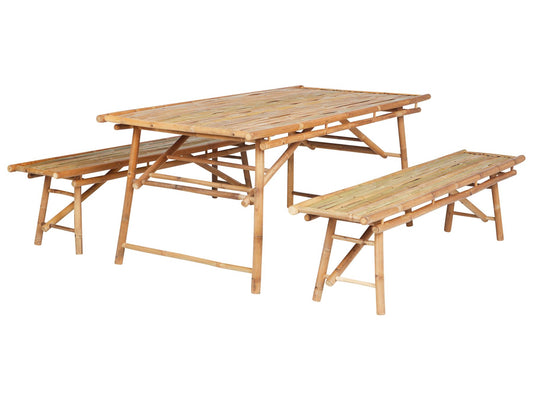 Garden Dining Set 4 Seater TINDARI Bamboo Wood Light Brown