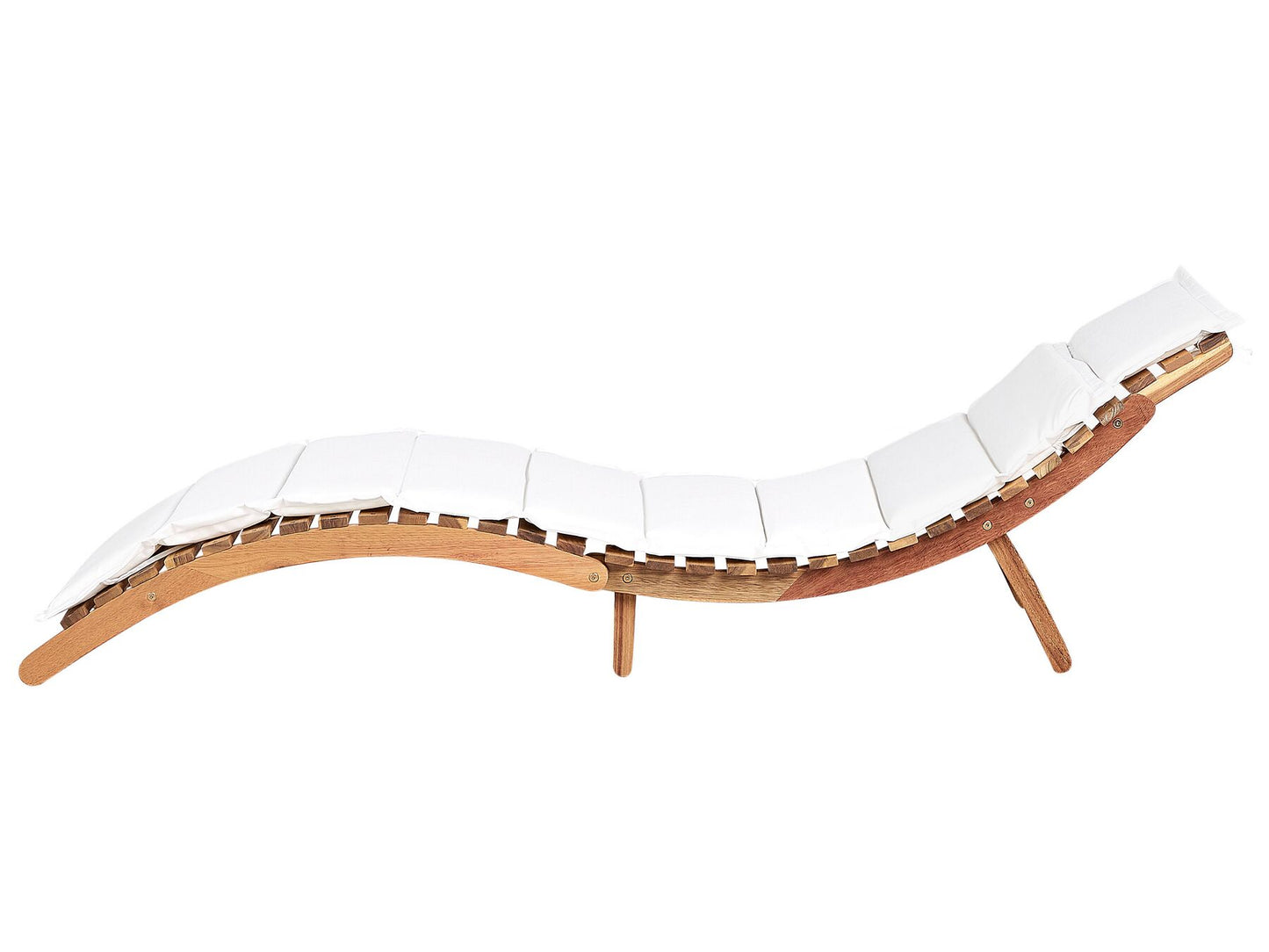 Sun Lounger with Cushion LUINO Acacia Wood Off-White
