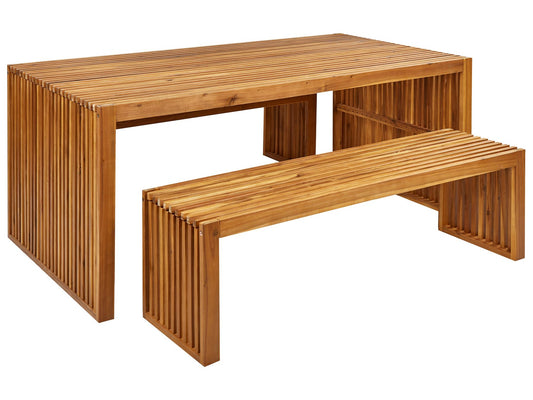 Garden Dining Set with Benches 6 Seater SULZANO Acacia Wood Brown