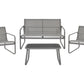 Garden Lounge Set with Table 4 Seater BARREA Metal Grey