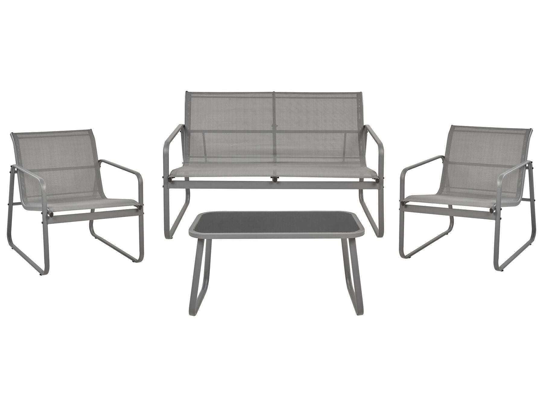 Garden Lounge Set with Table 4 Seater BARREA Metal Grey