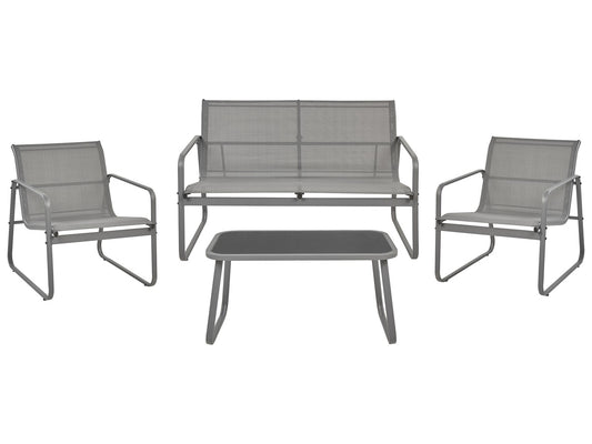 Garden Lounge Set with Table 4 Seater BARREA Metal Grey