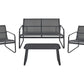 Garden Lounge Set with Table 4 Seater BARREA Metal Black