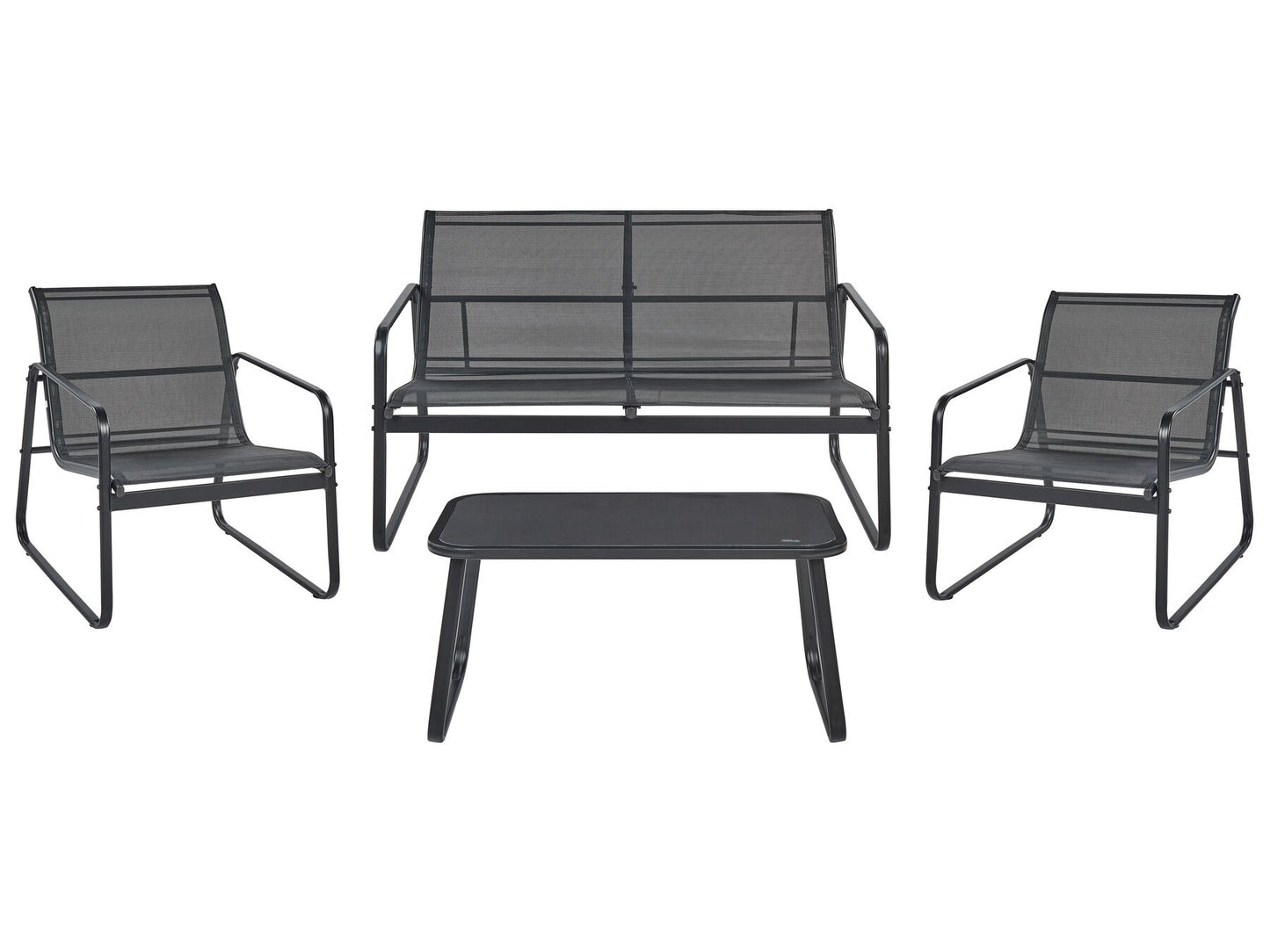 Garden Lounge Set with Table 4 Seater BARREA Metal Black