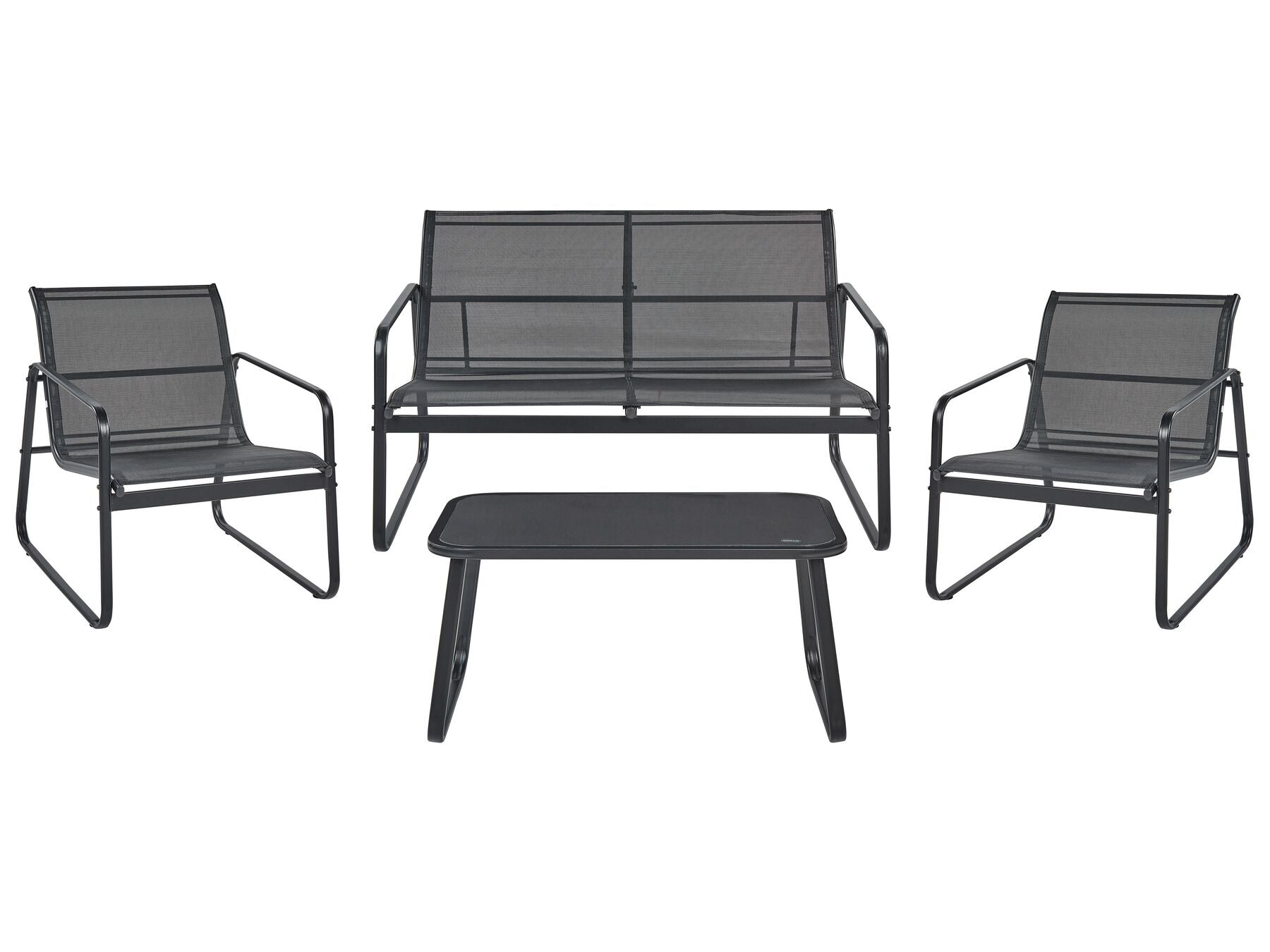 Garden Lounge Set with Table 4 Seater BARREA Metal Black