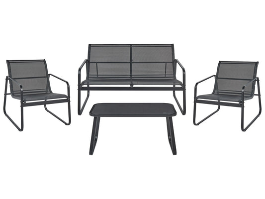 Garden Lounge Set with Table 4 Seater BARREA Metal Black