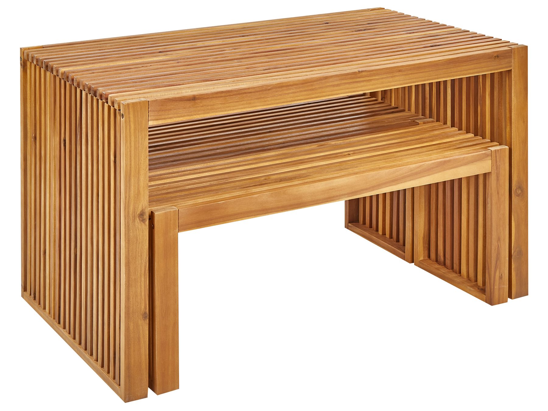 Garden Dining Set with Benches 4 Seater BELLANO Acacia Wood Brown