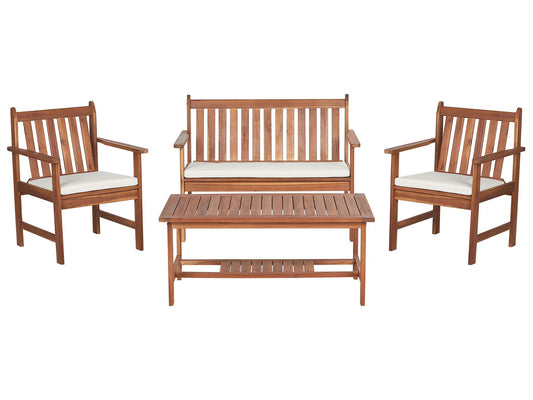 Garden Lounge Set with Table 4 Seater ALTIDONA Acacia Wood Off-White