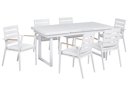 Garden Dining Set 6 Seater VALCANETTO/TAVIANO Metal White