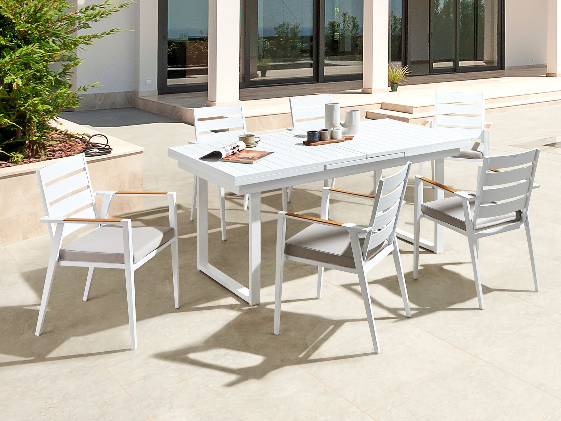 Set of 6 Garden Chairs with Cushions TAVIANO Metal Grey