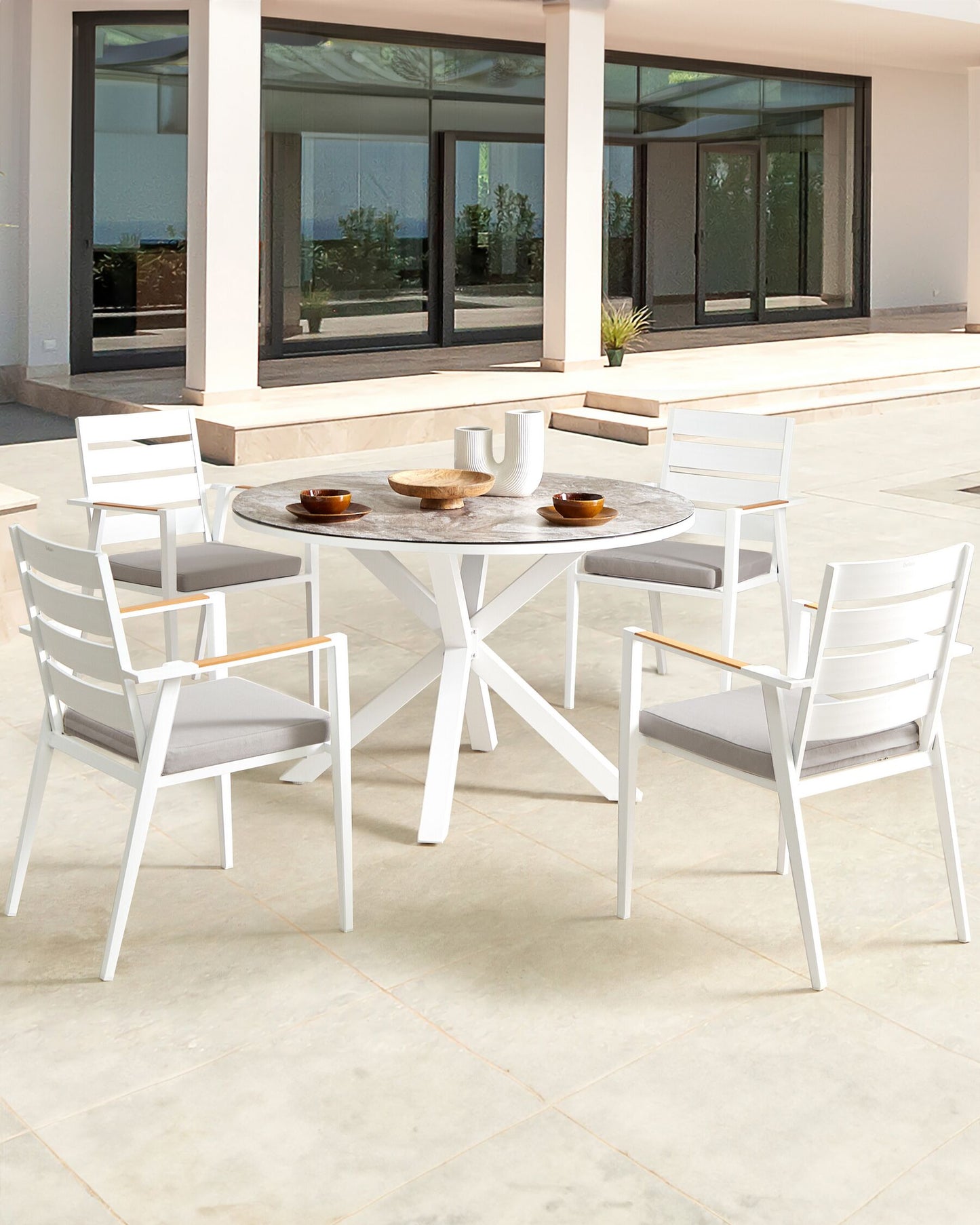 Set of 4 Garden Chairs with Cushions TAVIANO Metal Grey