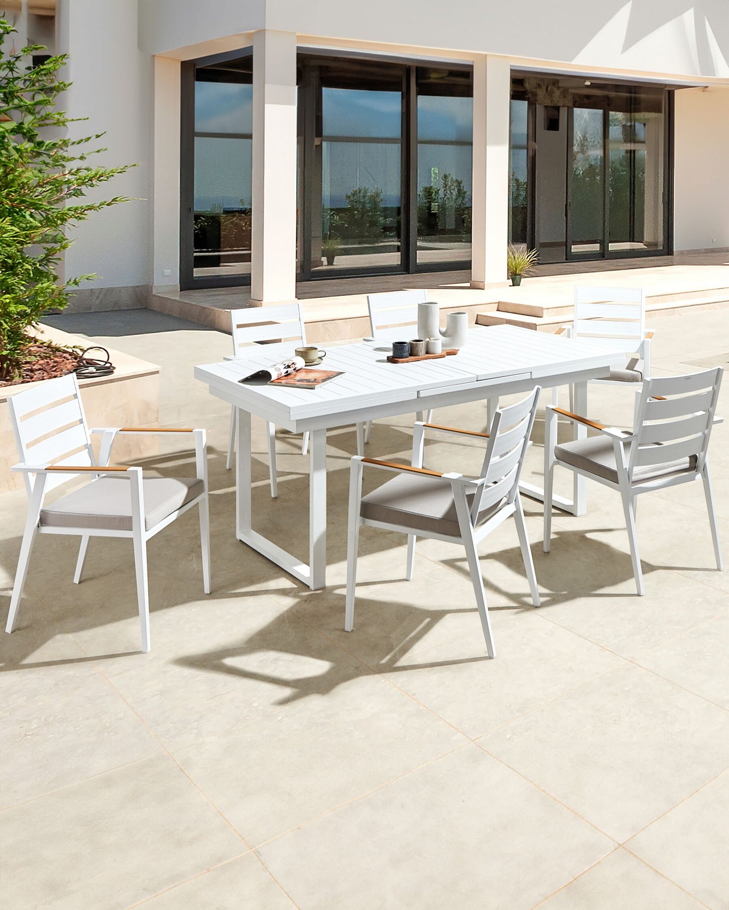 Set of 6 Garden Chairs with Cushions TAVIANO Metal Grey