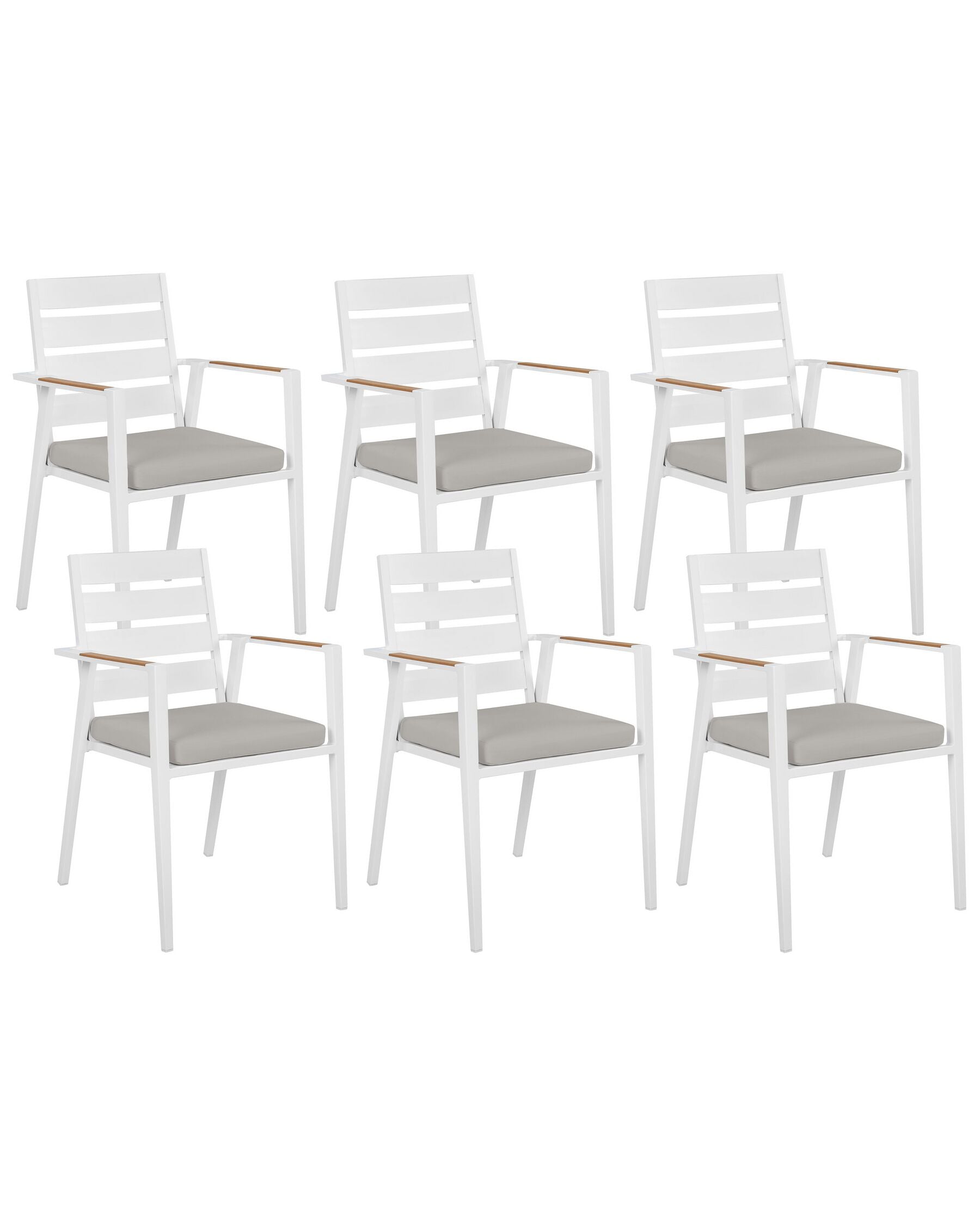 Set of 6 Garden Chairs with Cushions TAVIANO Metal Grey
