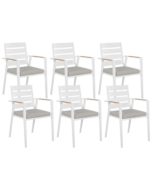Set of 6 Garden Chairs with Cushions TAVIANO Metal Grey