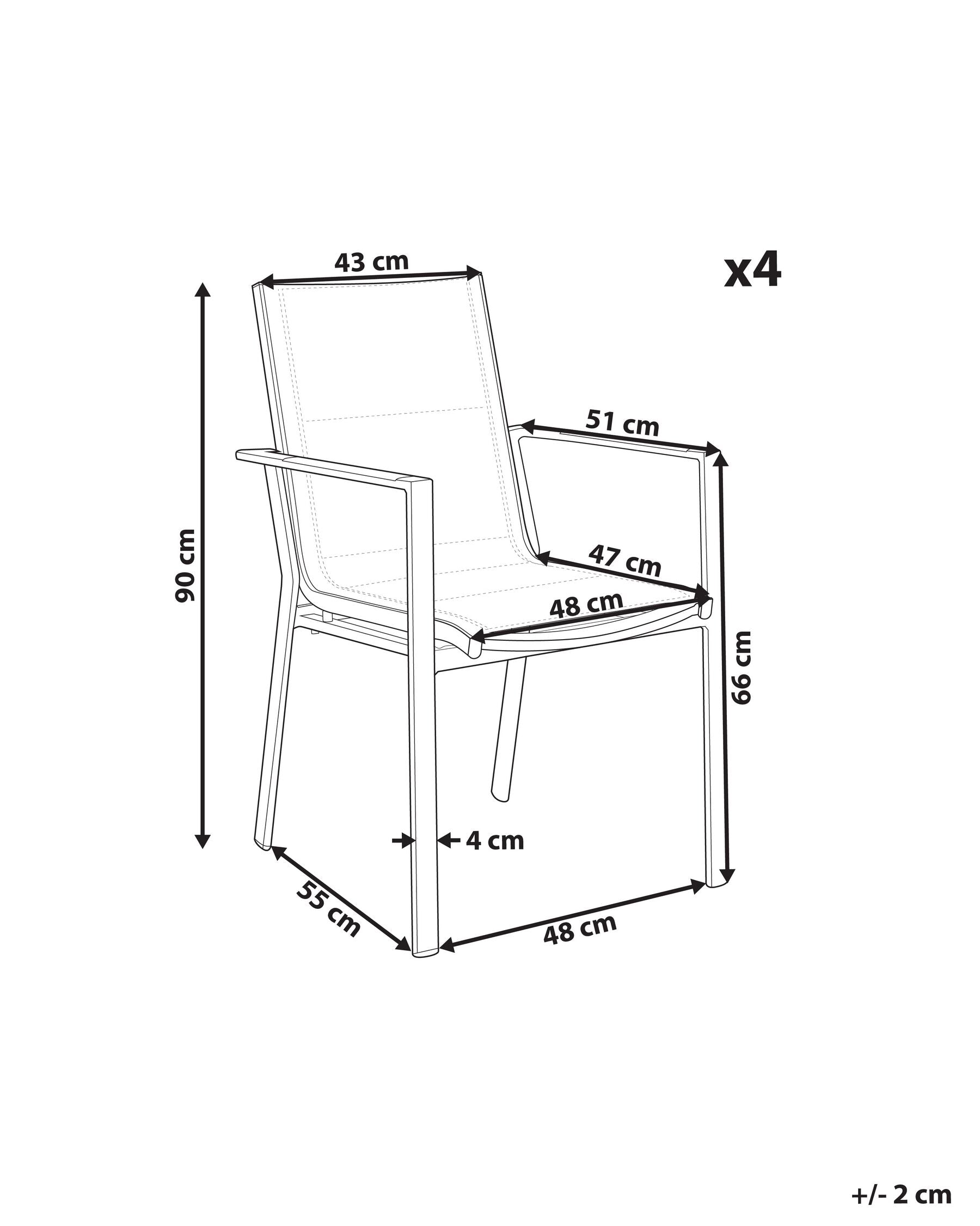 Set of 4 Garden Chairs BUSSETO Metal Grey
