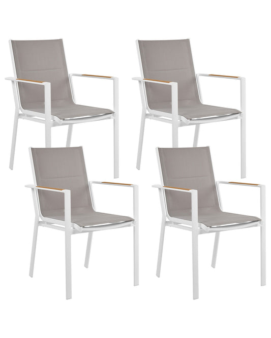Set of 4 Garden Chairs BUSSETO Metal Grey