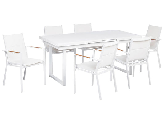 Garden Dining Set 6 Seater VALCANETTO/BUSSETO Metal White