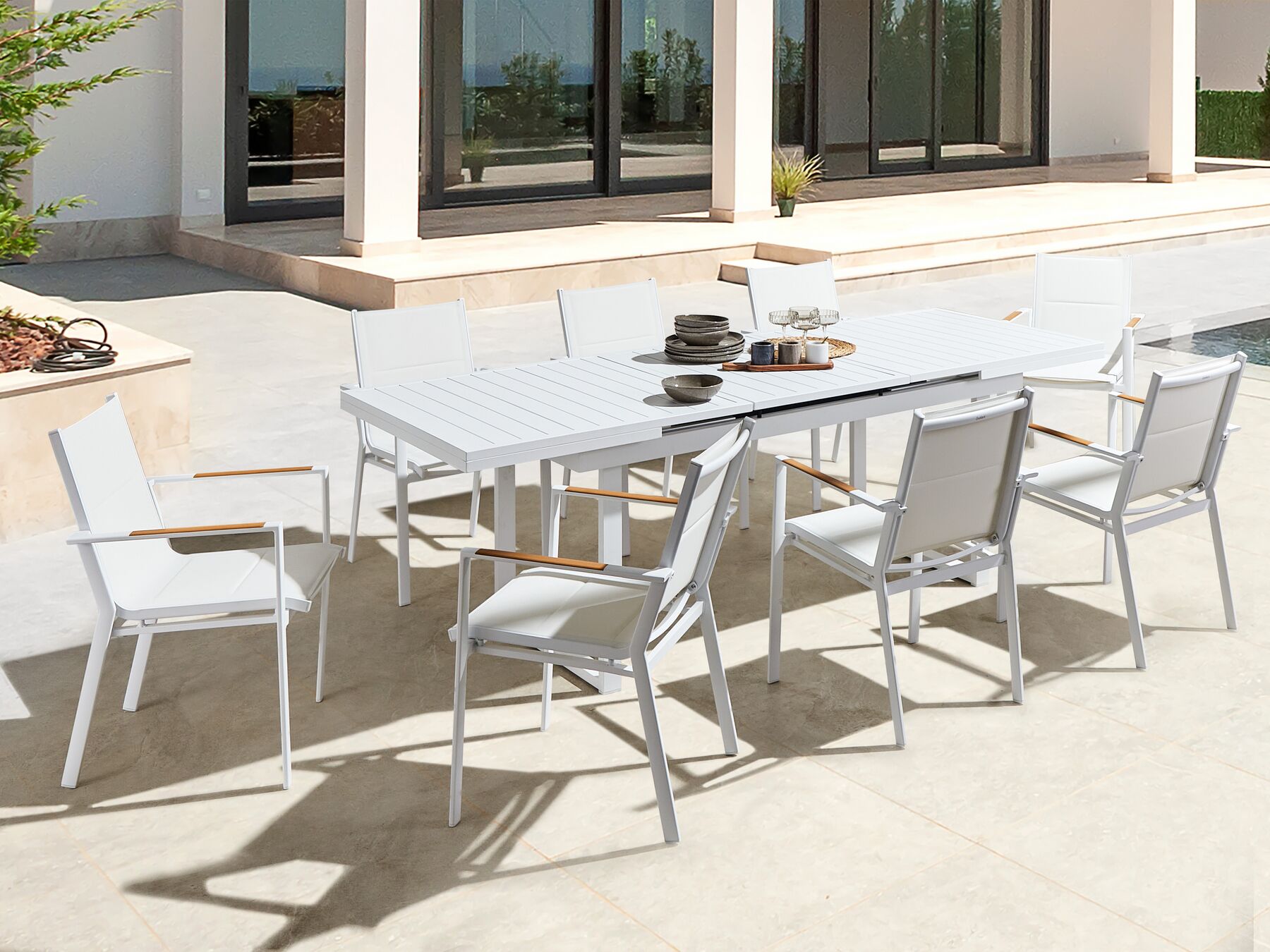Garden Dining Set 8 Seater VALCANETTO/BUSSETO Metal White