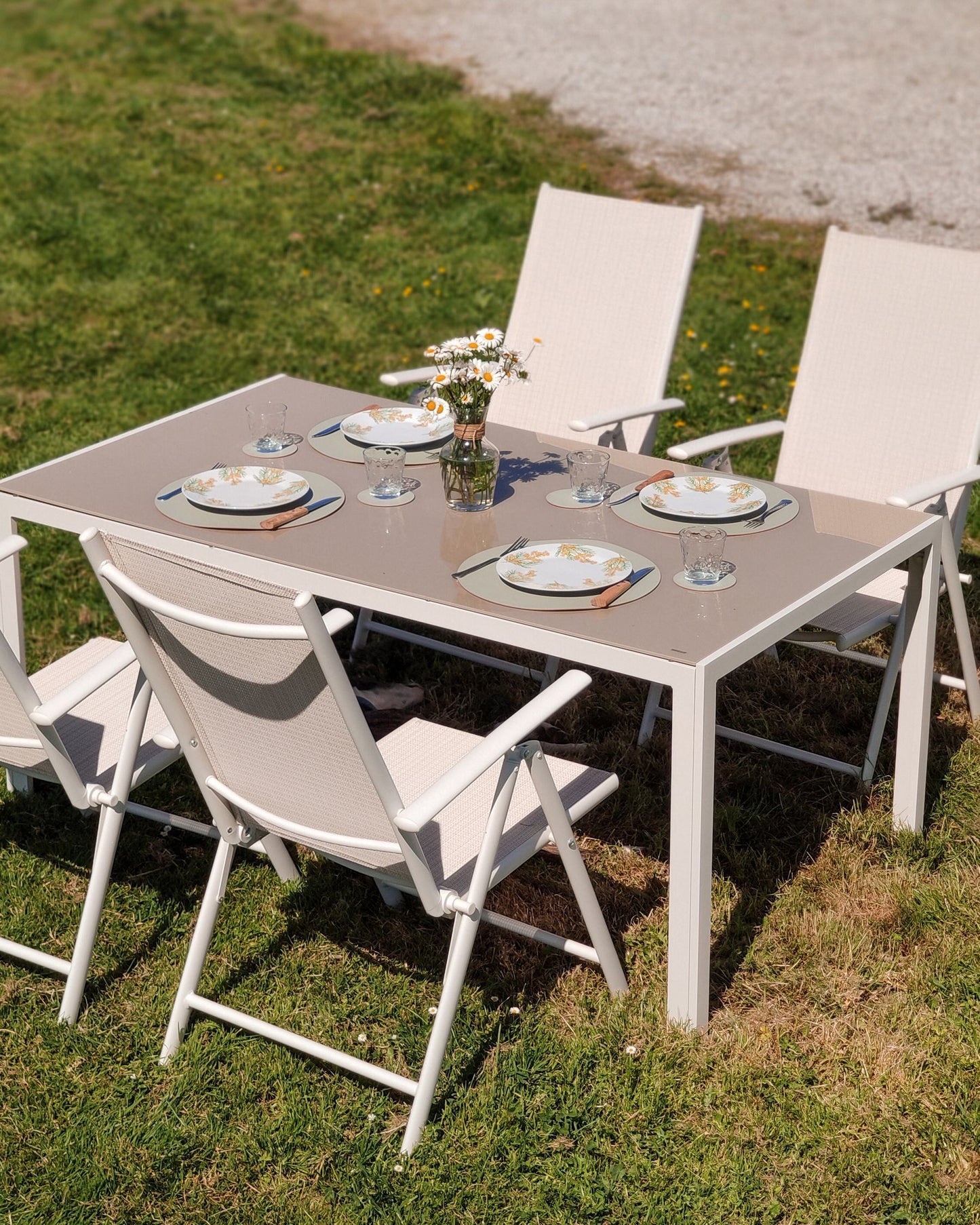 Garden Dining Set 6 Seater CATANIA Metal Beige