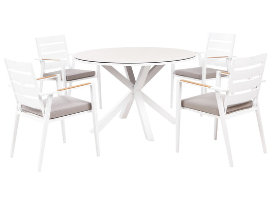 Garden Dining Set 4 Seater MALETTO/TAVIANO with Cushions Metal Grey