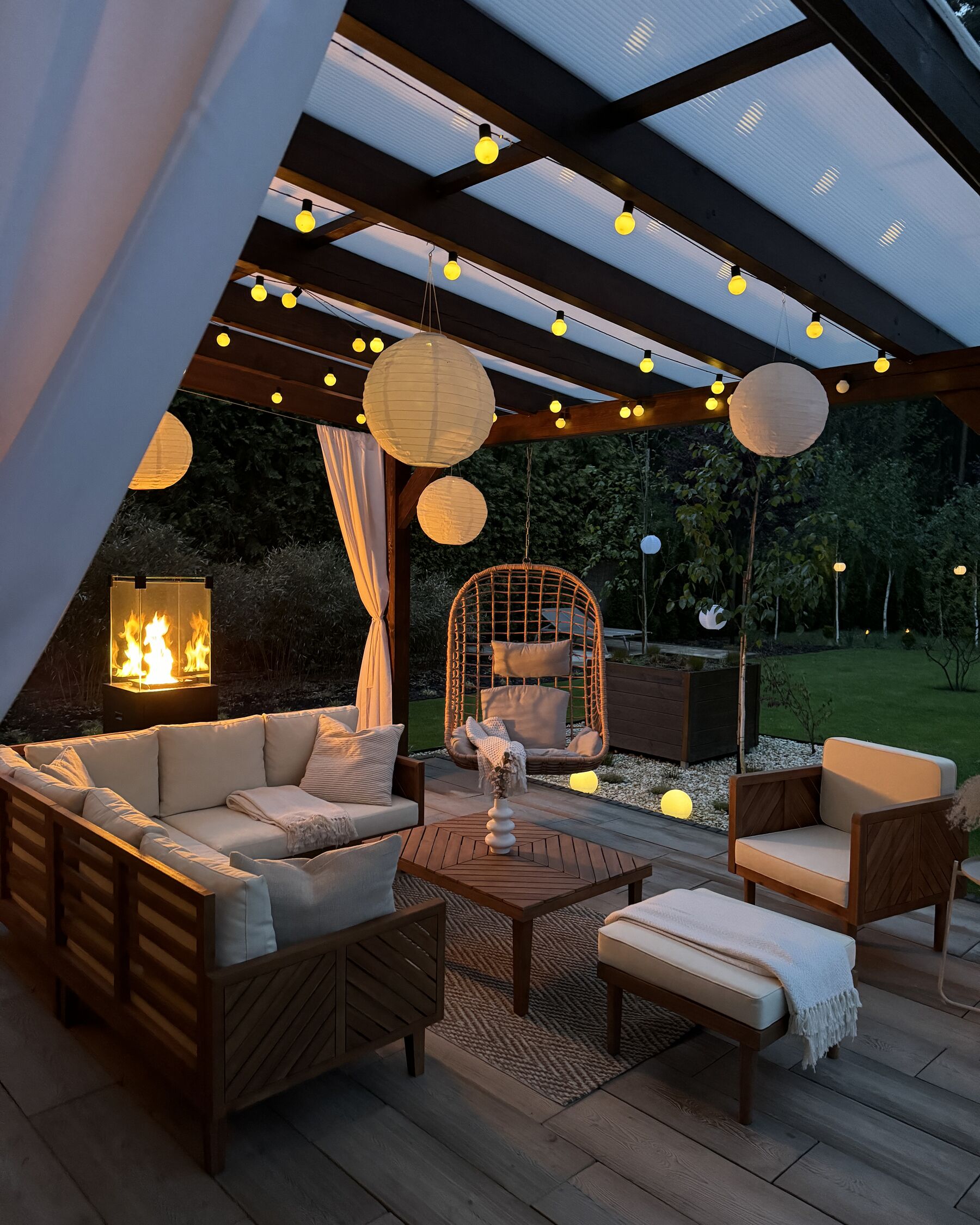 Garden Armchair with Ottoman BARATTI Acacia Wood Brown